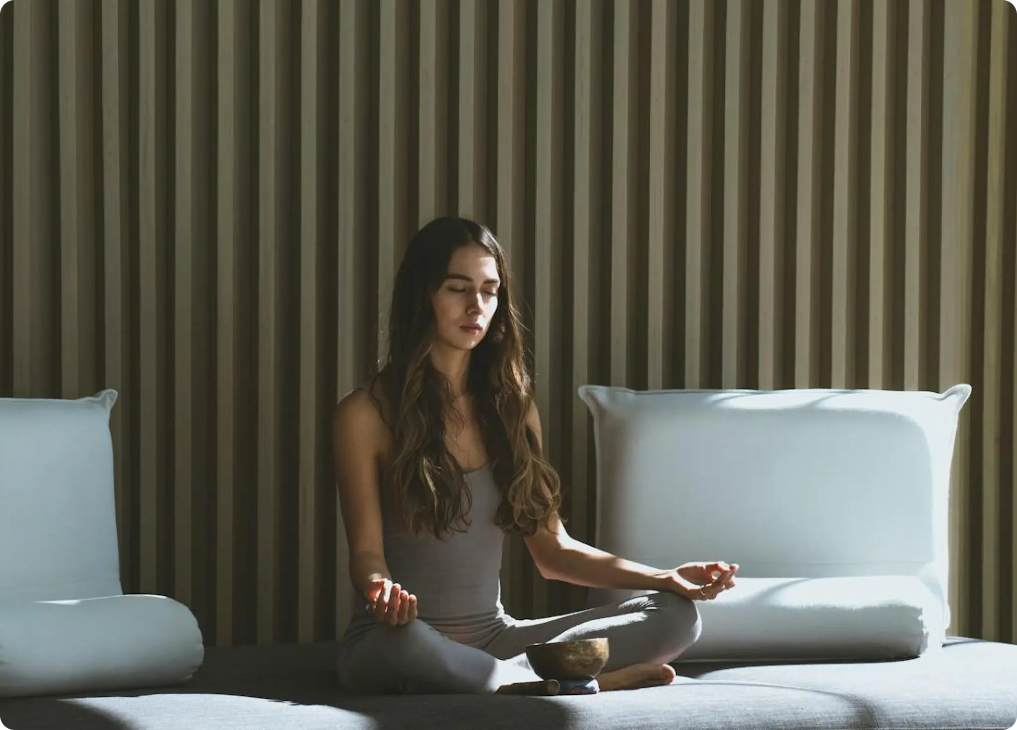 a lady meditating