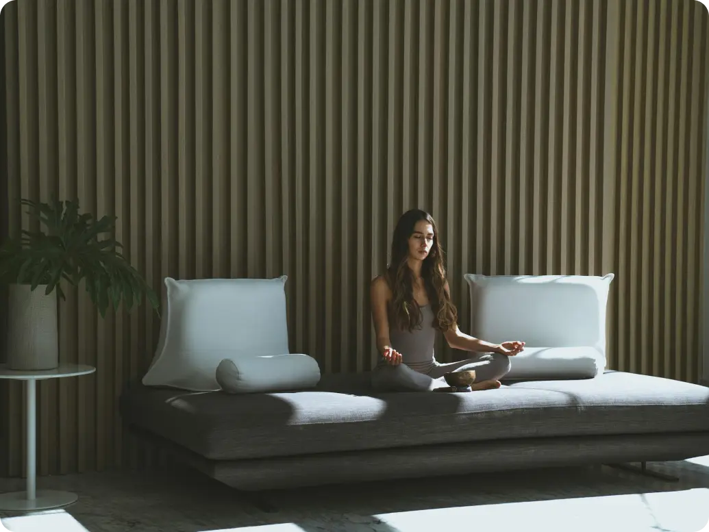 a woman doing yoga