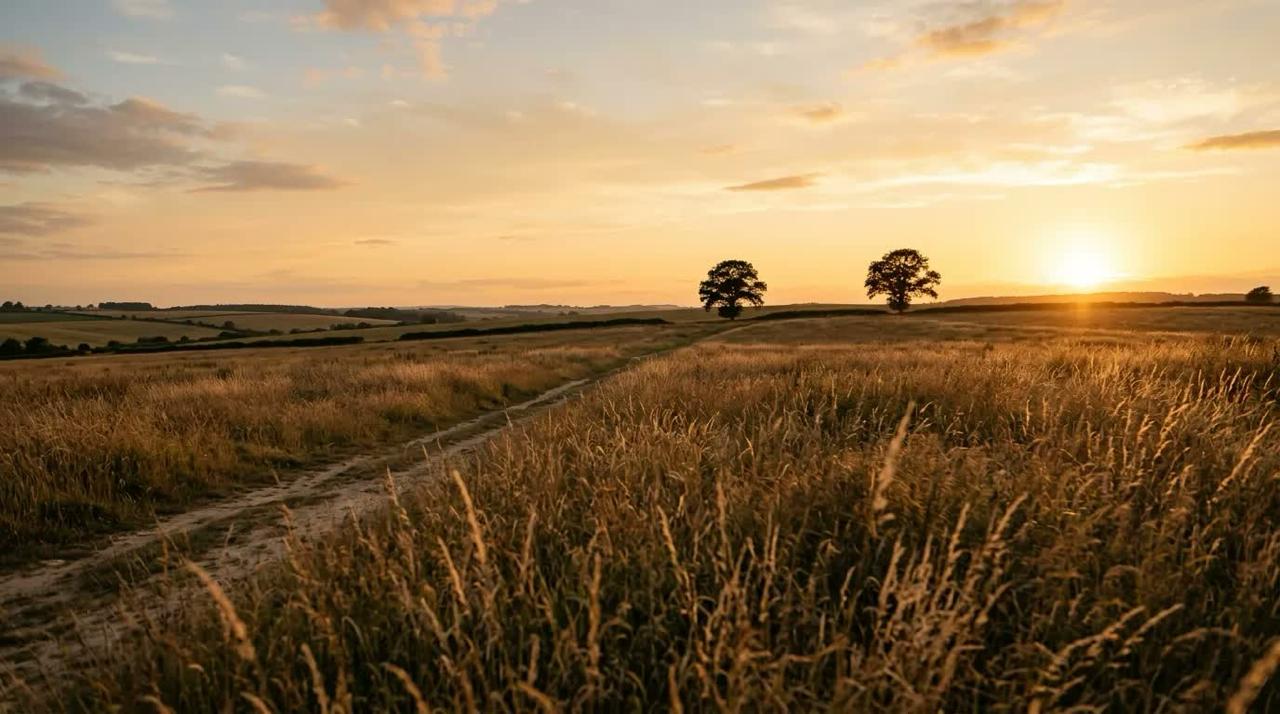 Two trees in a sunlit field representing connection and perspective