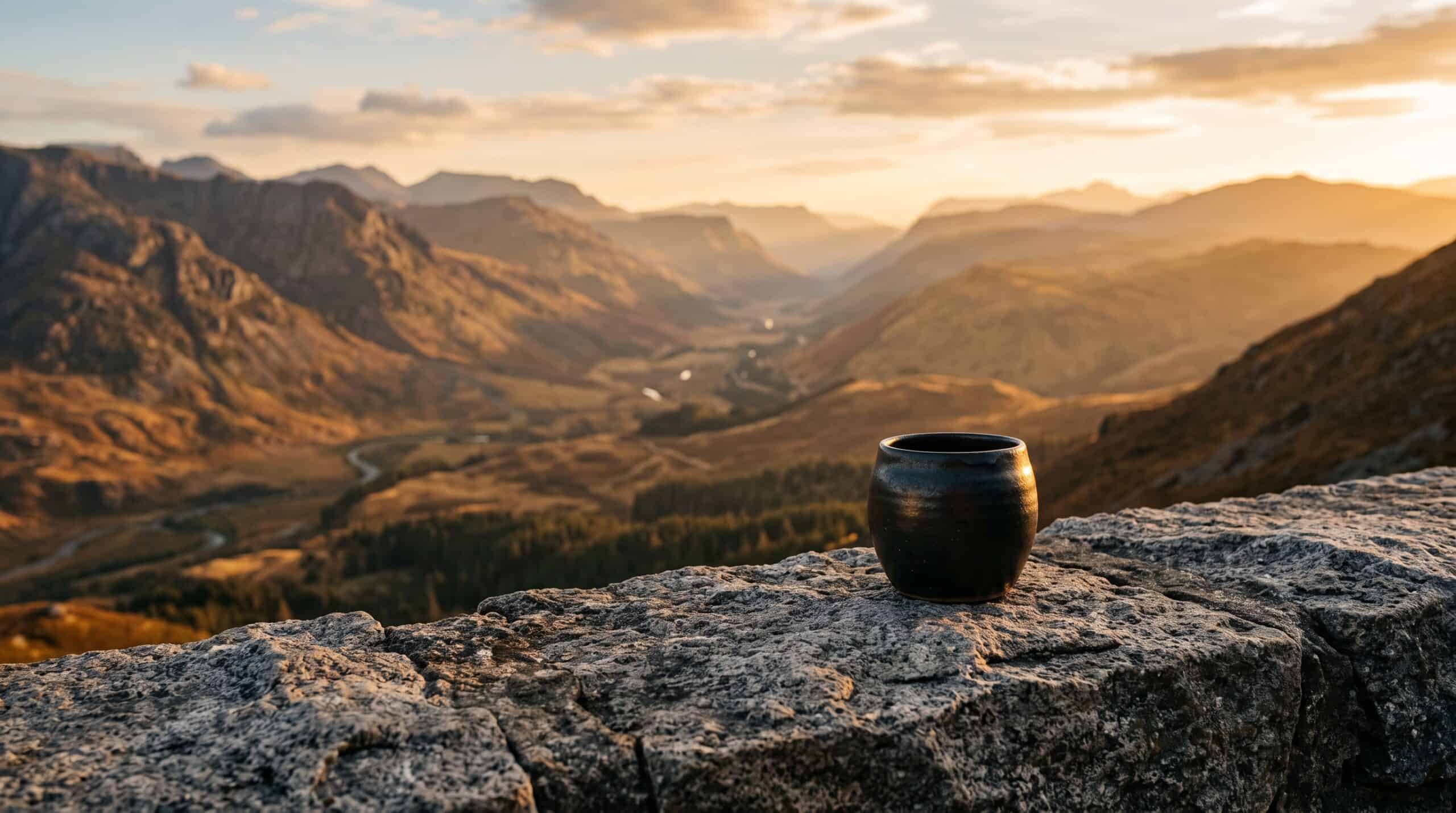 Ceramic vessel on a stone ledge