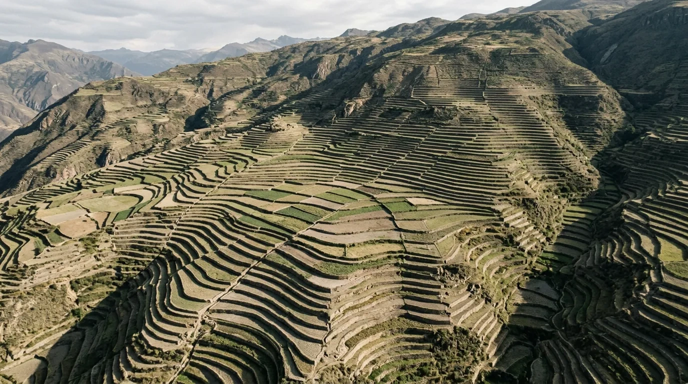 Aerial view of terraced landscape