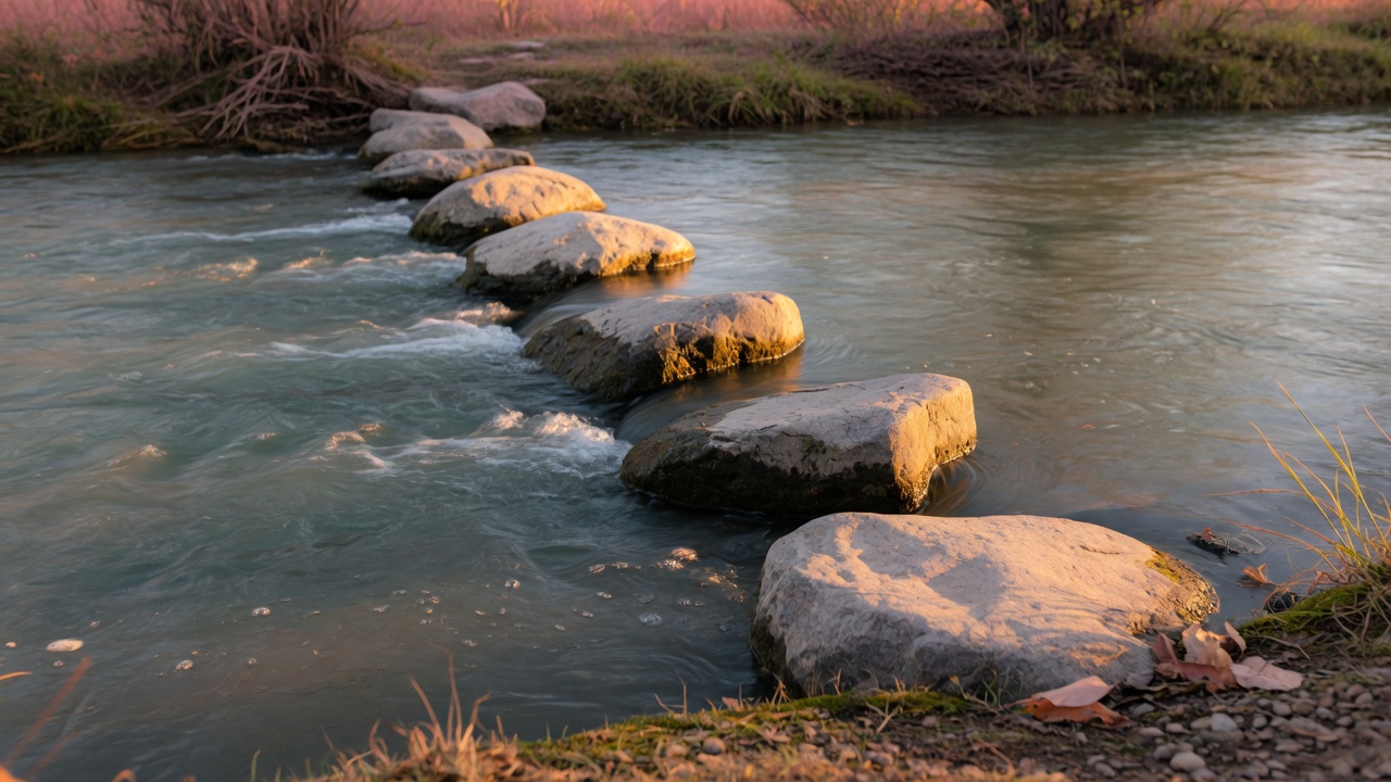 Stepping stones representing the frequency and pacing of therapy sessions